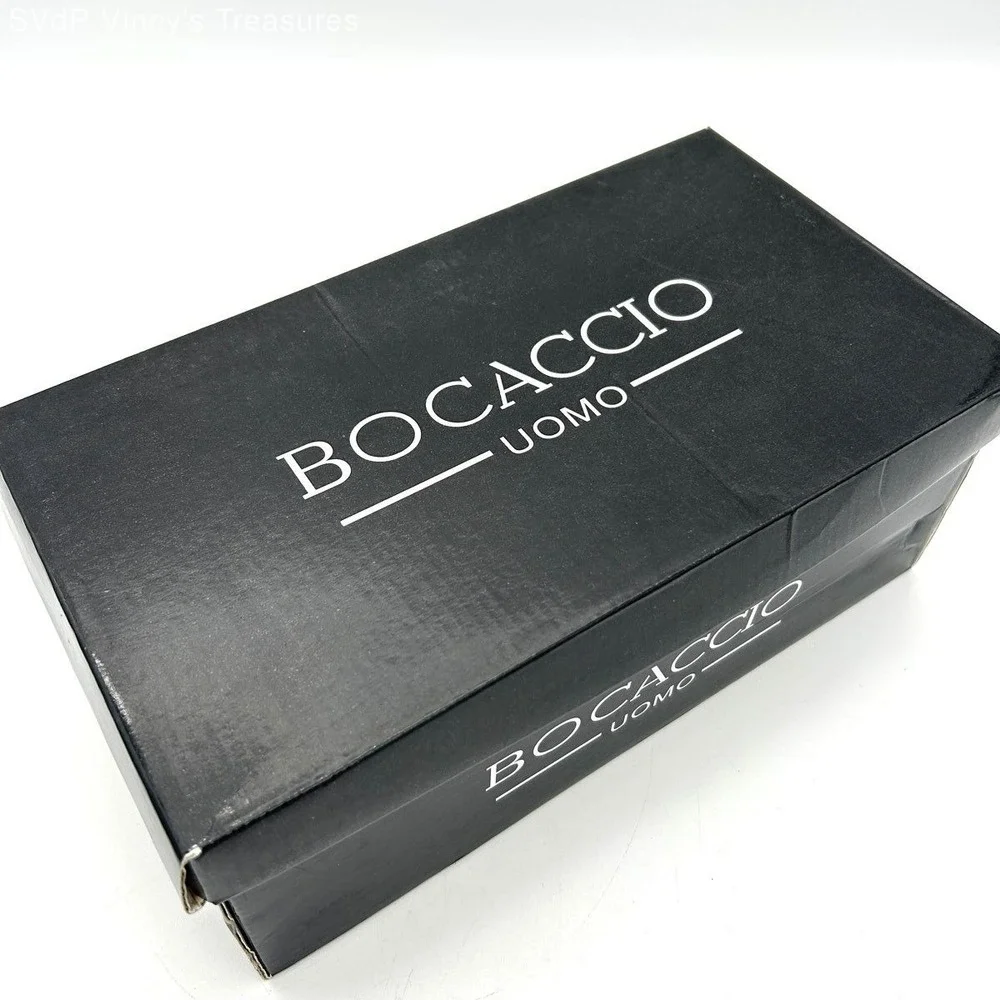 Bocaccio Uomo Oscar Black Textured Vamp Slip On Dress Loafers Men's Size 6.5 NIB